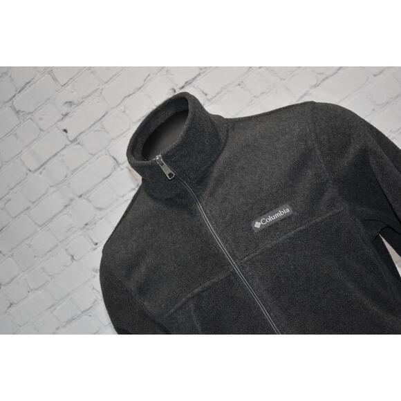 Columbia Fleece Jacket Mens Size Medium Camping Hiking Gray Polyester Full Zip - Picture 1 of 5